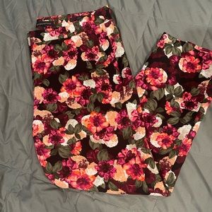 Banana Republic Floral Avery Mid Rise Slim Leg Ankle Pants Women's Size …